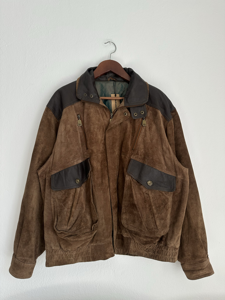 Vintage Bomber Süet Deri Ceket