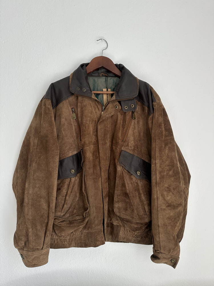 Vintage Bomber Süet Deri Ceket