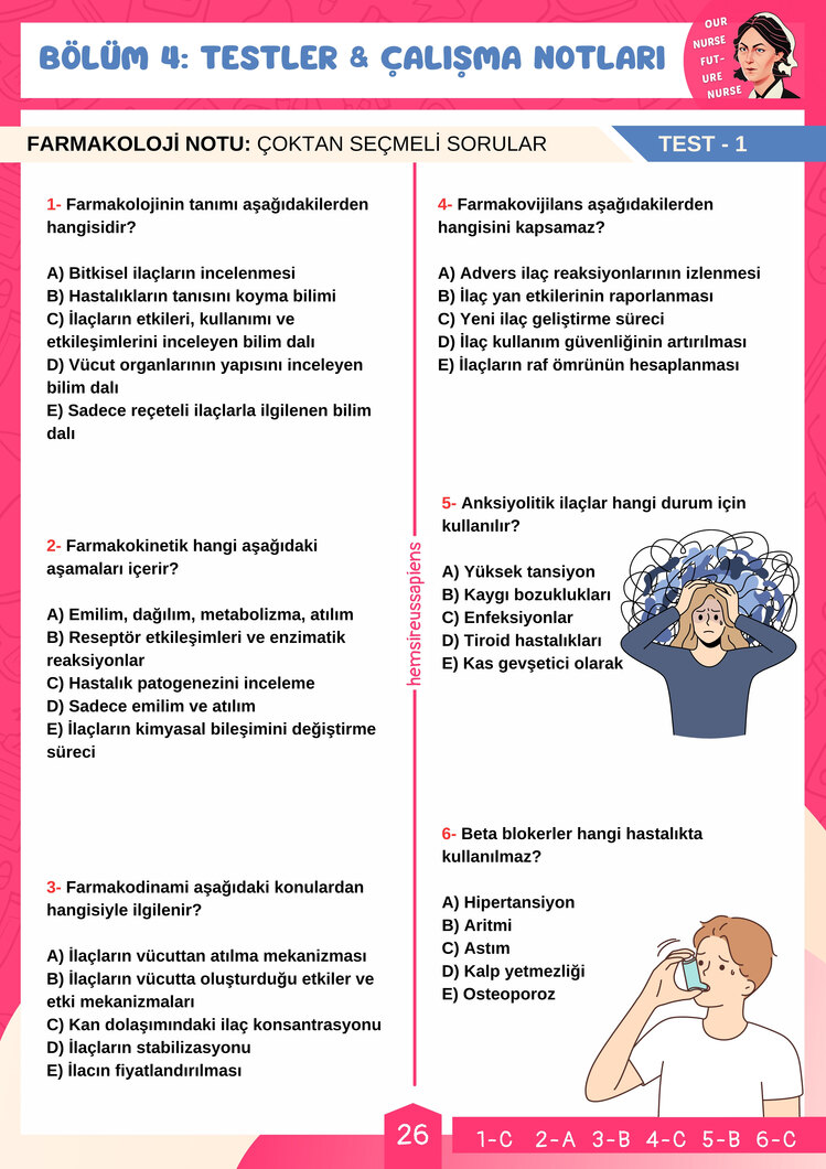 Farmakoloji Notlar ve Test