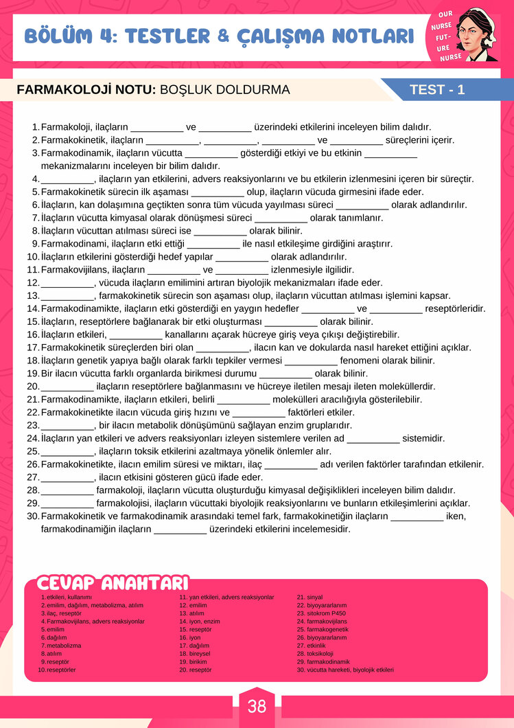 Farmakoloji Notlar ve Test