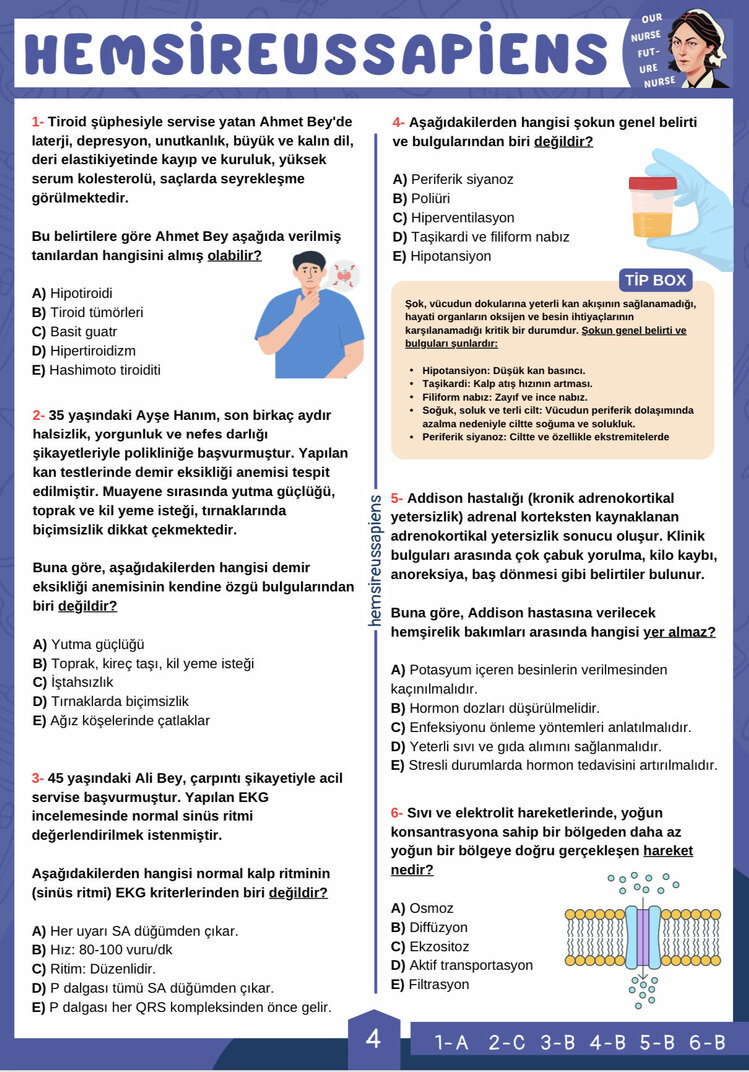 Dahiliye (İç Hastalıkları) Çalışma Soruları