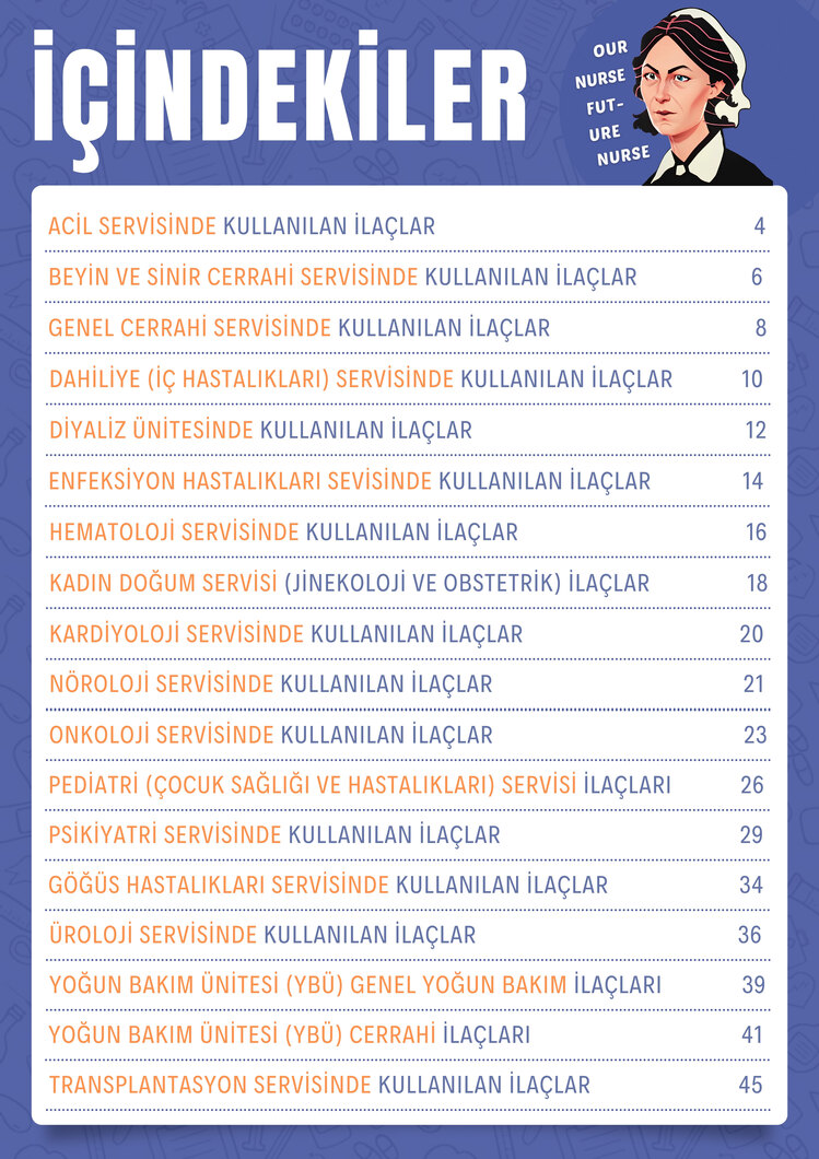 Hastane Servislerinde Kullanılan İlaçlar