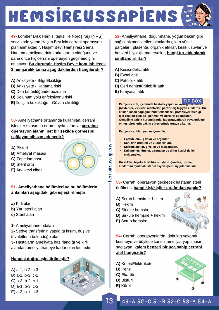 Cerrahi Çalışma Soruları