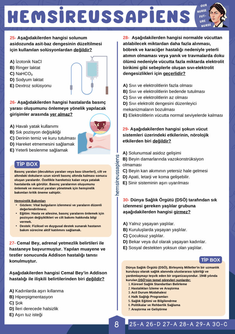 Dahiliye (İç Hastalıkları) Çalışma Soruları