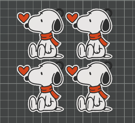 4 Adet Snoopy Kalpli Anahtarlık