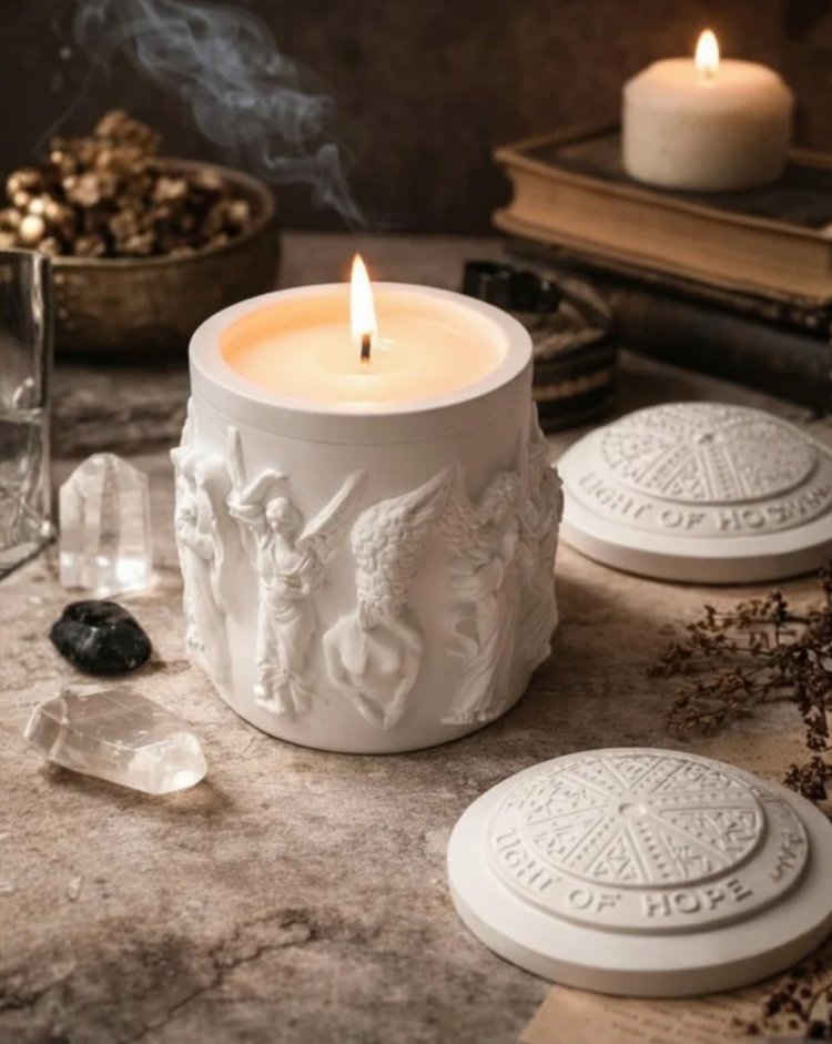 CandlesByHestia Melek Figurlu el yapimi soya Mum