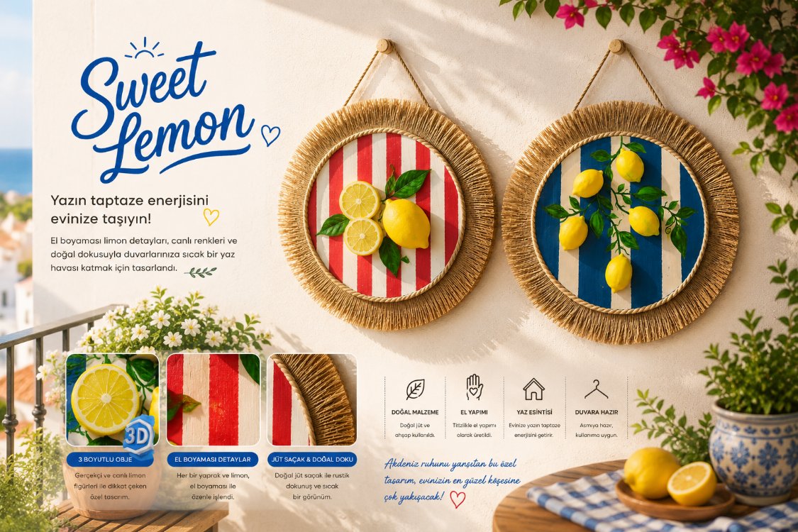 Hestia Sweet Lemon Duvar Dekorasyonu (renk seçiniz❤️)