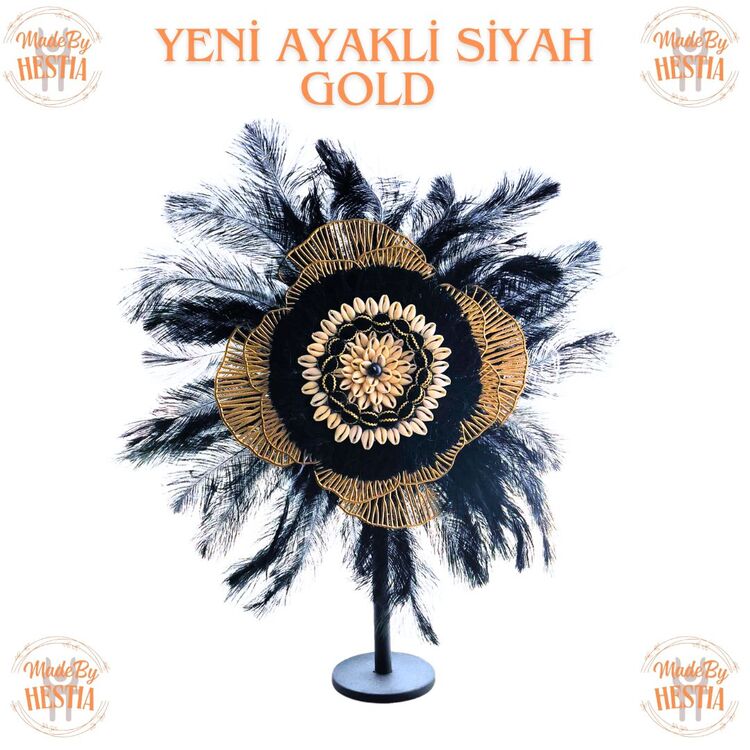 Hestia Ayakli Siyah Gold Süs