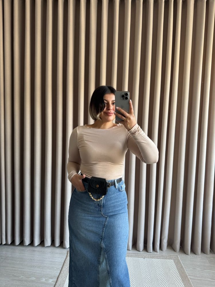 Transparan bluz bej
