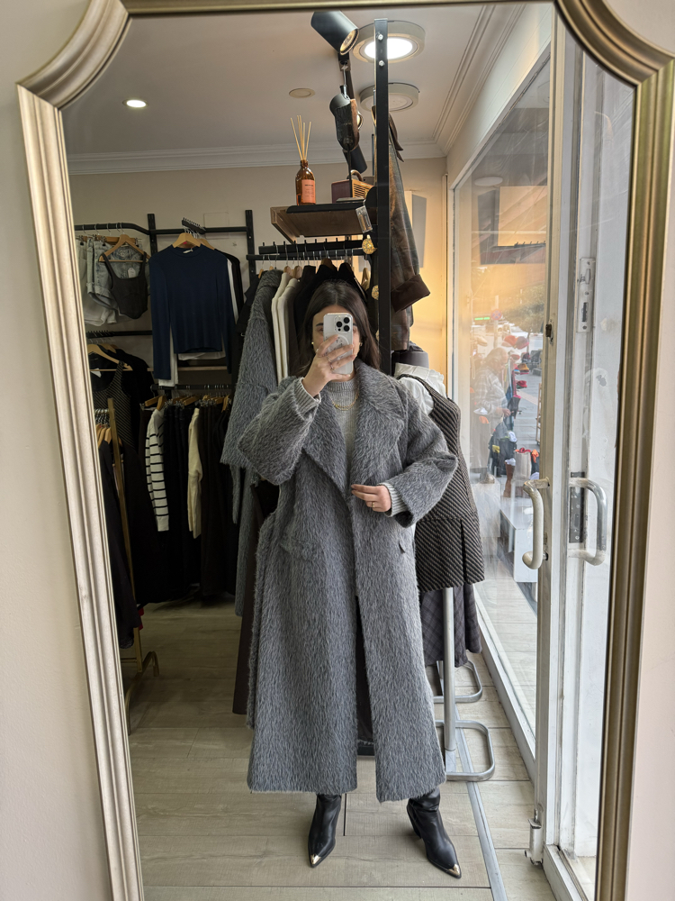 Antrasit Tüylü Premium Kaban