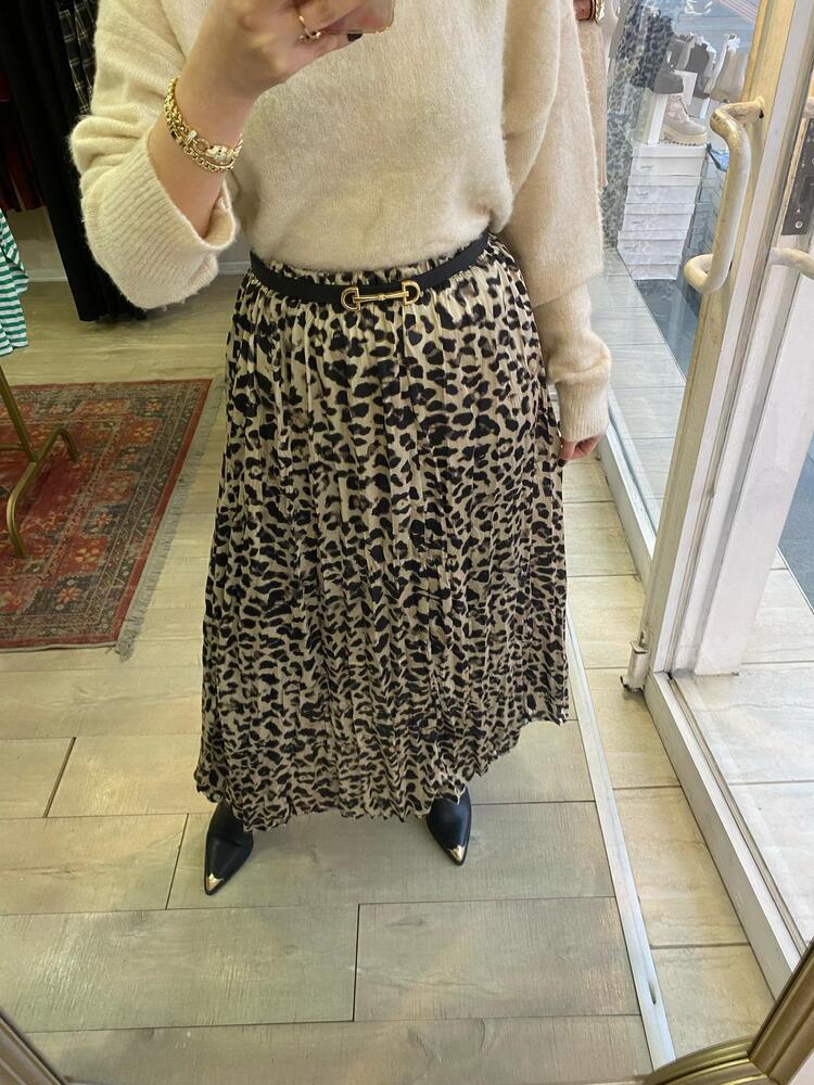 Premium Leopar Asimetrik Kesim Saten Etek
