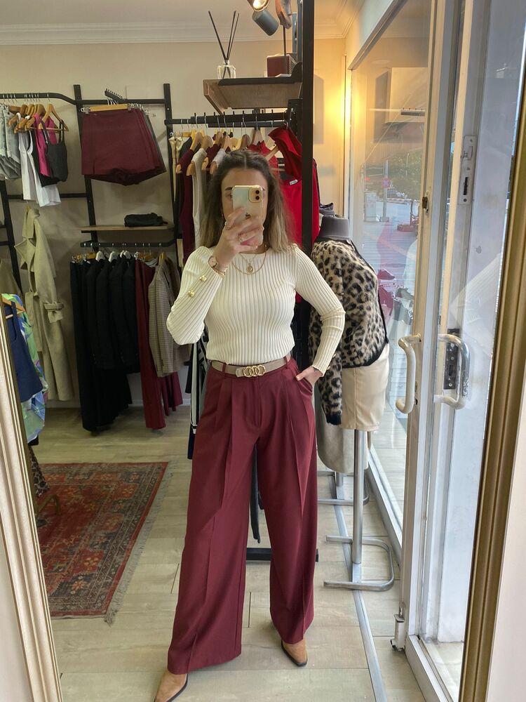 Bordo Premium Palazzo Pantolon