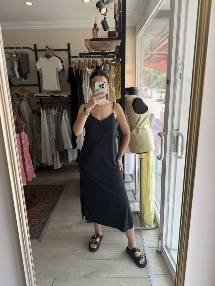 Füme Oysh Modal Kumaş Askılı Elbise