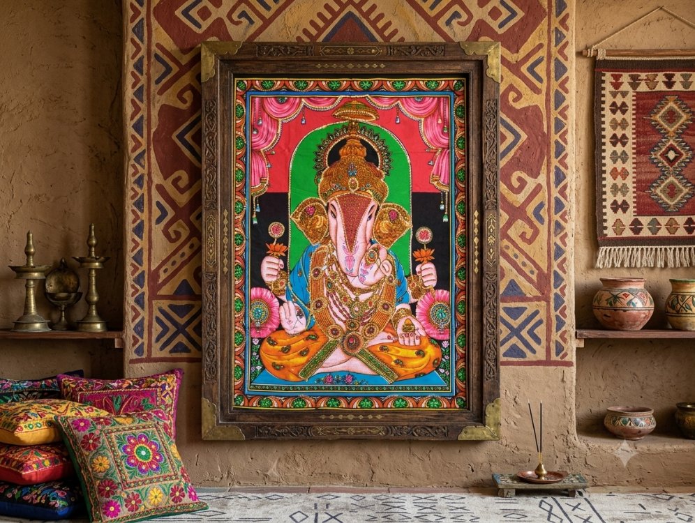 Ganesh pullu Pano örtüsü 135 e 85 cm 