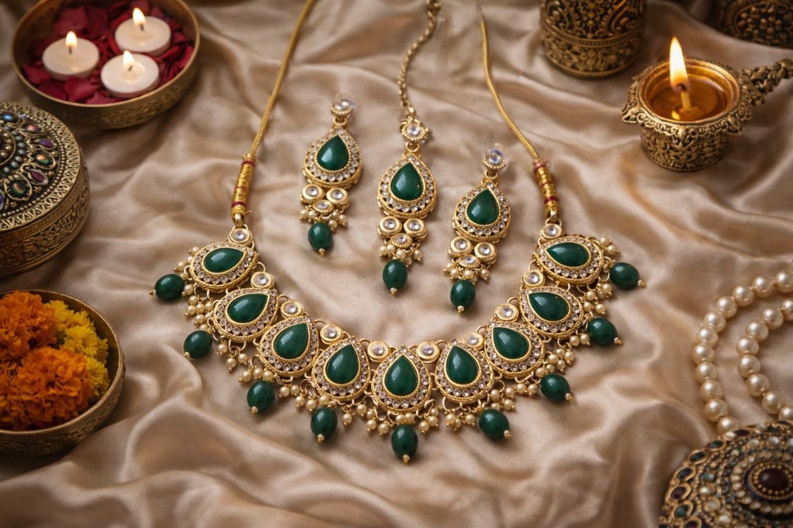 Zümrüt Kundan Set