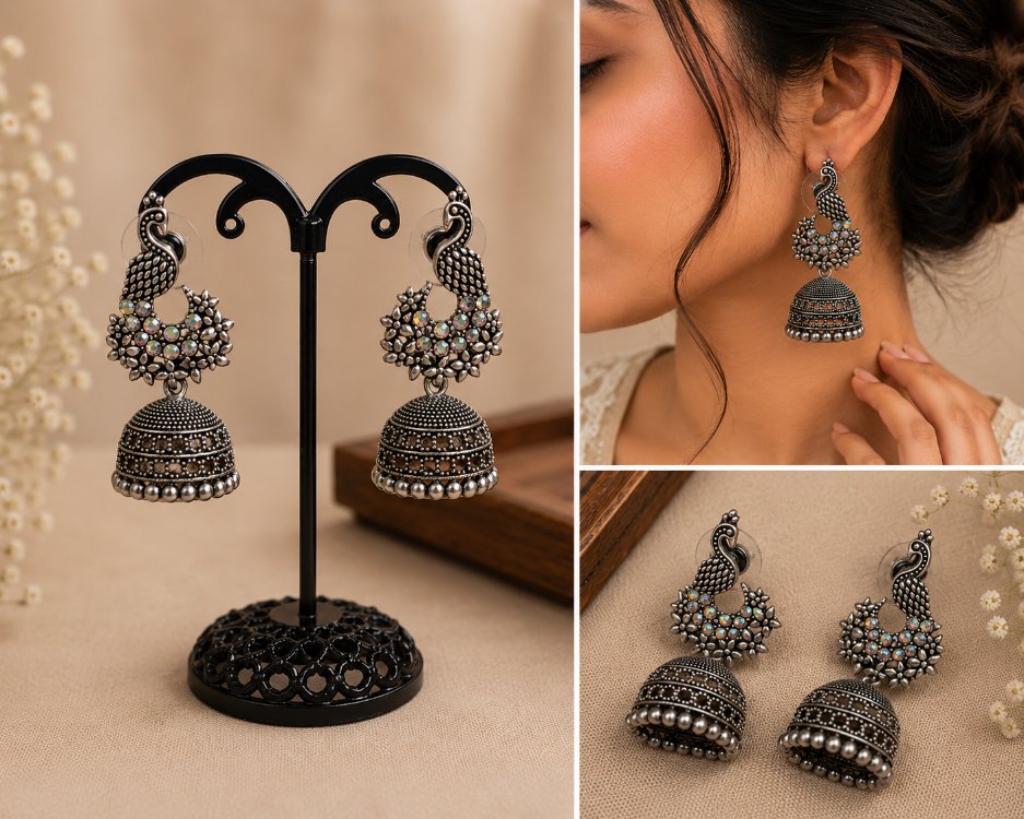 Tavuskuşu jhumka küpe