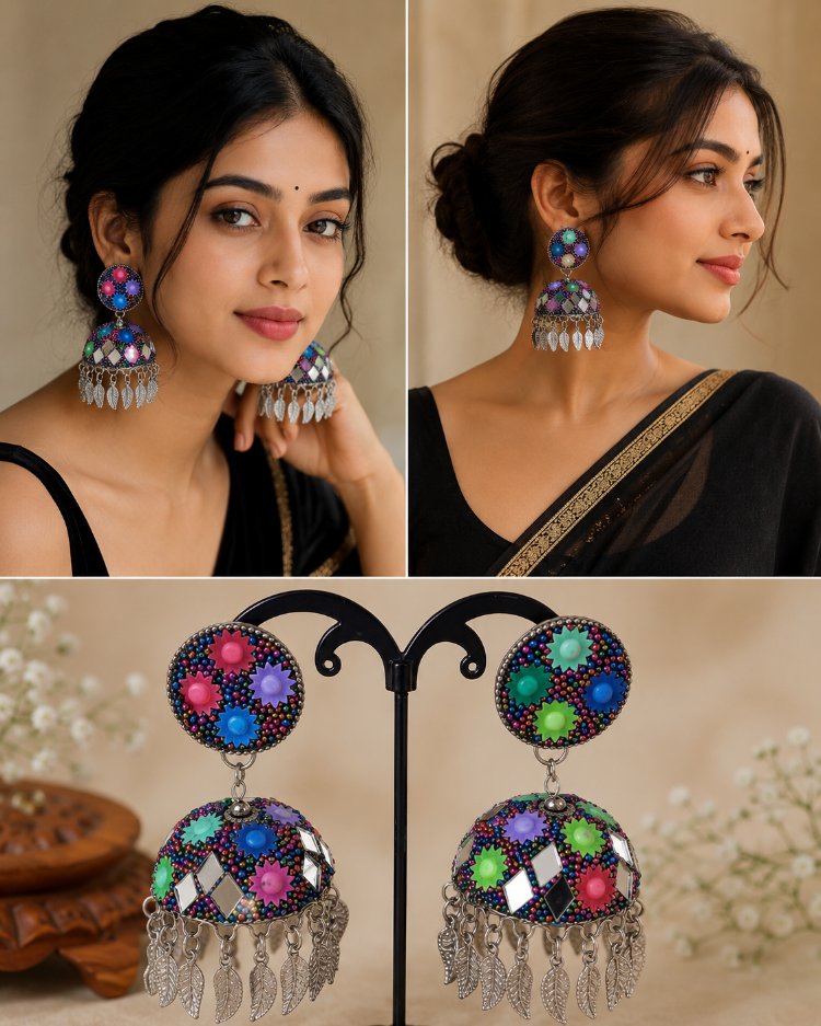 Aynalı jhumka küpe