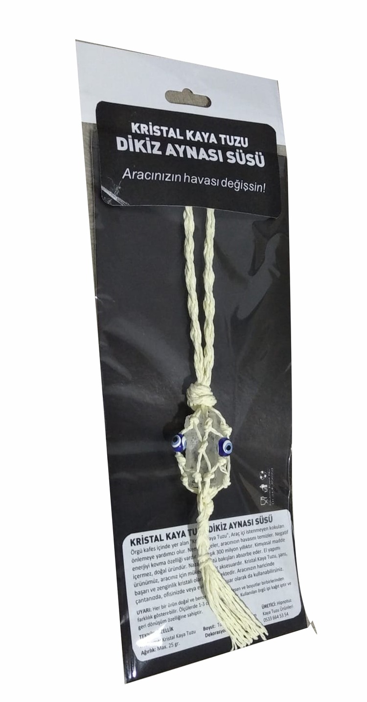 KASKOTUZ / DİKİZ AYNASI SÜSÜ - Kristal Kaya Tuzu / Nazar Boncuklu