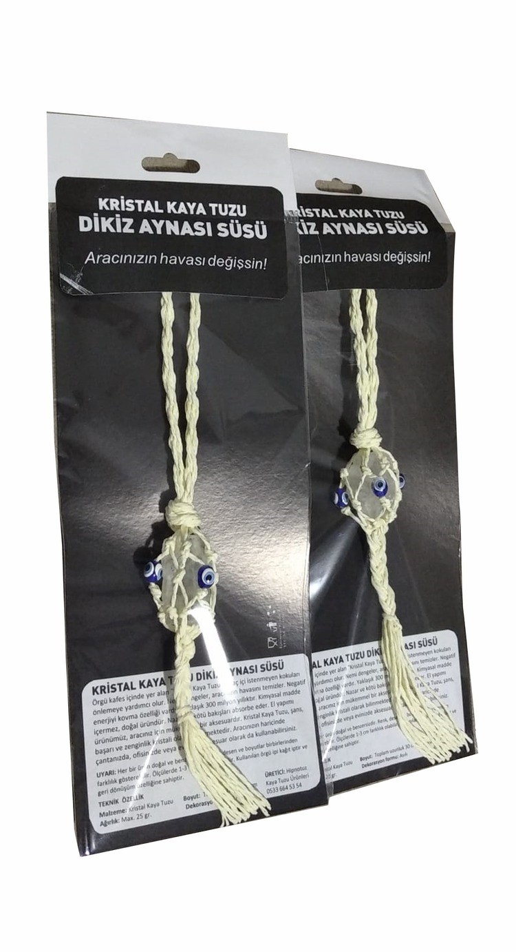 KASKOTUZ / DİKİZ AYNASI SÜSÜ - Kristal Kaya Tuzu / Nazar Boncuklu