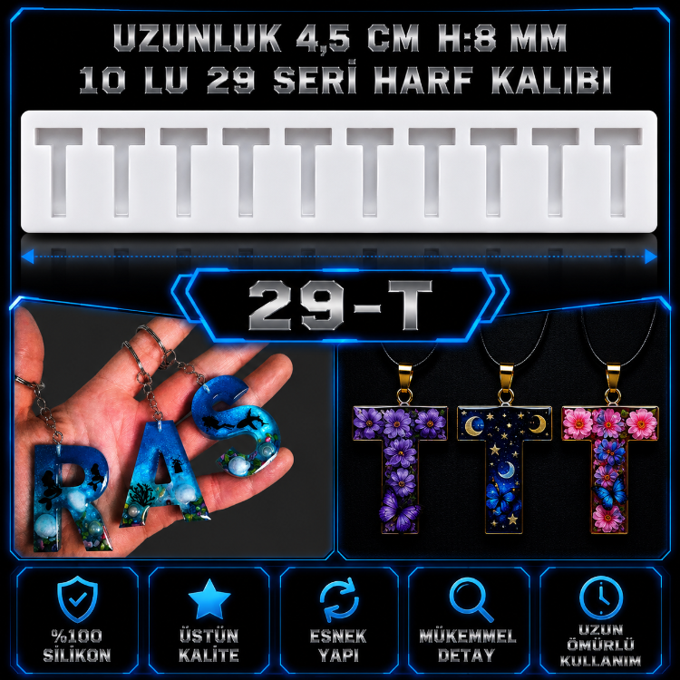T HARF 10 LU SERİ SİLİKON KALIBI