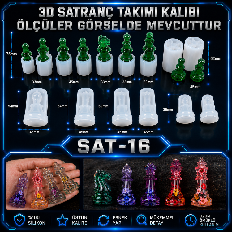 3D satranç takımı sililkon kalıbı