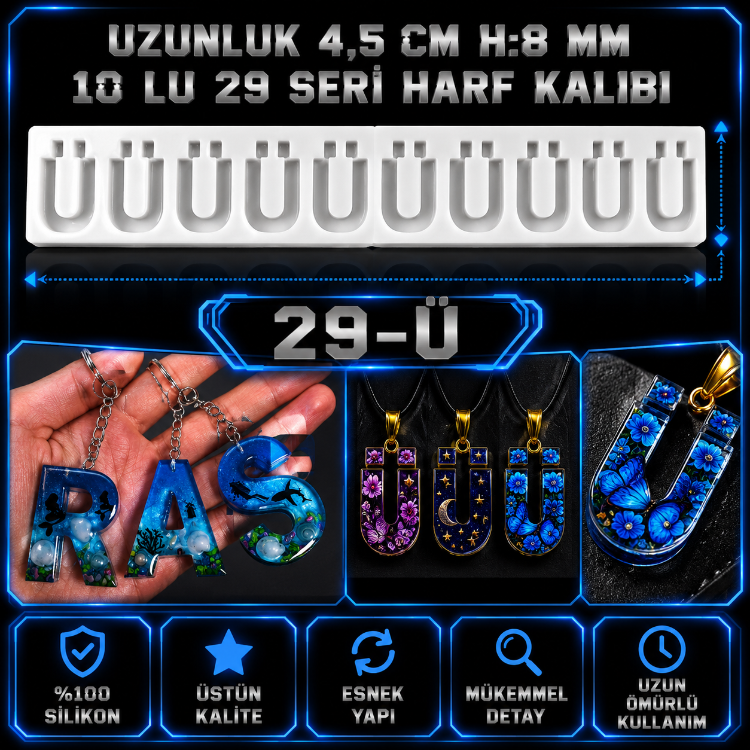 Ü HARF 10 LU SERİ SİLİKON KALIBI
