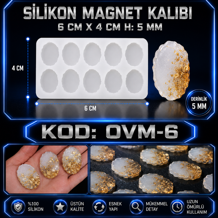  OVAL SİLİKON MAGNET KALIBI 