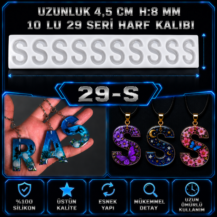 S HARF 10 LU SERİ SİLİKON KALIBI