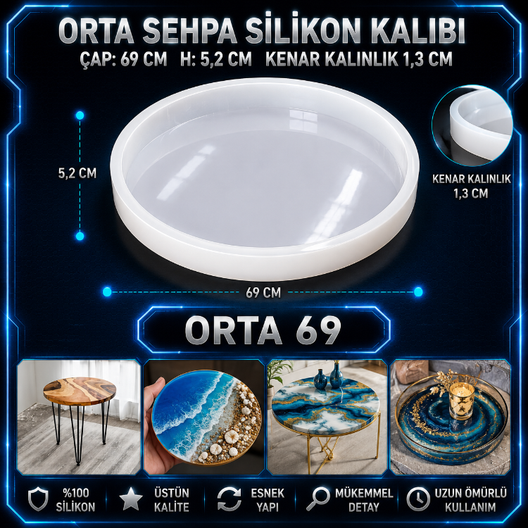 Orta Sehpa Silikon Kalıbı Çap 69 CM