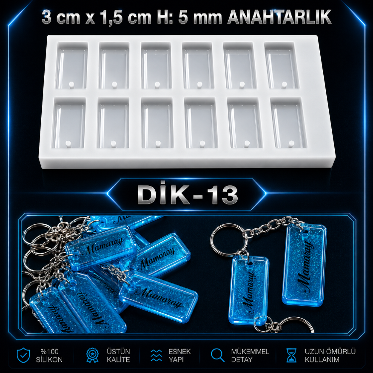 DİKTÖRTGEN ANAHTARLIK KALIBI DİK-13