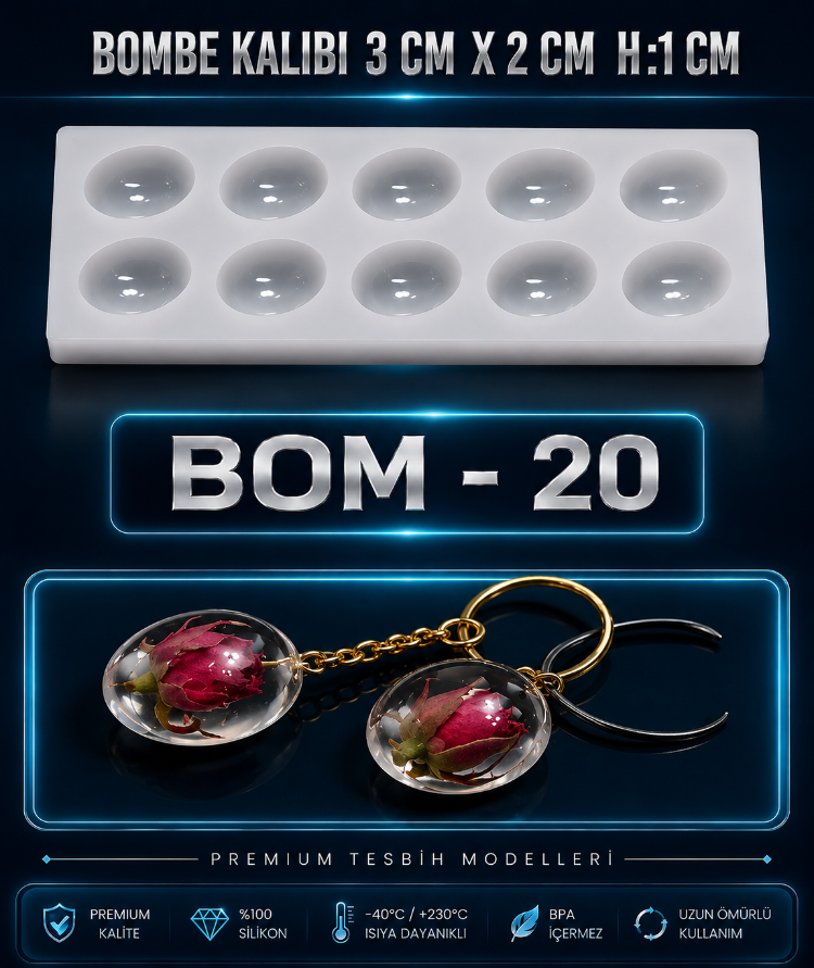BOMBELİ UZUN SİLİKON KALIBI BOM-20