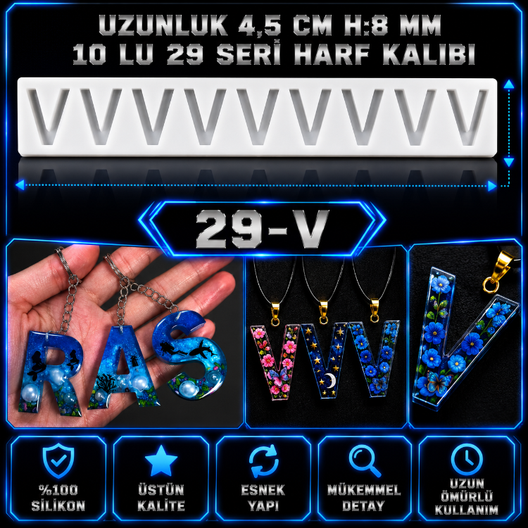 V HARF 10 LU SERİ SİLİKON KALIBI