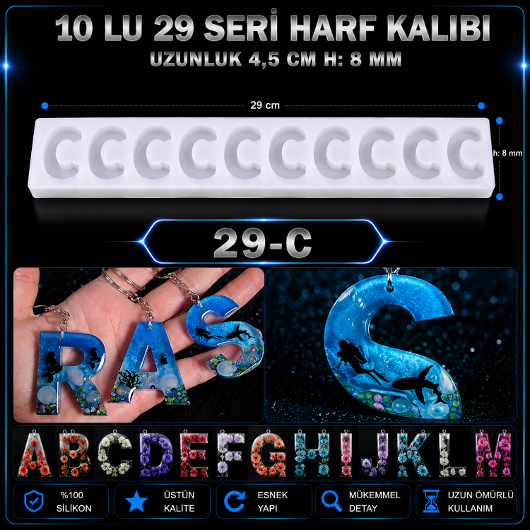 C HARF 10 LU SERİ SİLİKON KALIBI