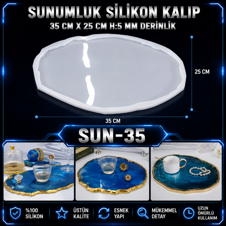 Sunumluk Elips Tepsi Silikon Kalıbı