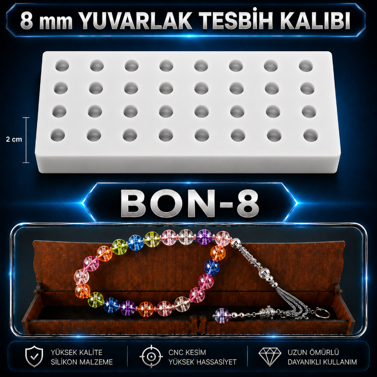 Pinsiz 8 mm 36 lı Boncuk Silikon Kalıbı 