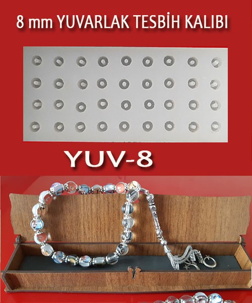 Pinli 8 mm 36 lı YUVARLAK Tesbih Silikon Kalıbı