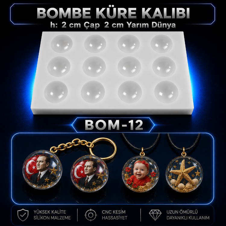 BOMBELİ 3D ANAHTARLIK SİLİKON KALIBI BOM-12