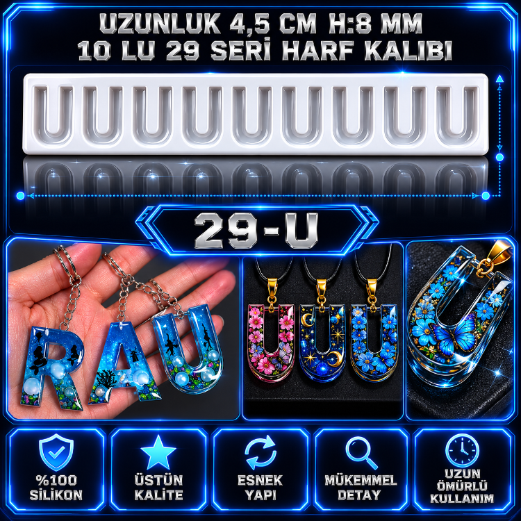 U HARF 10 LU SERİ SİLİKON KALIBI