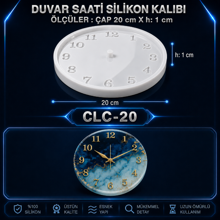 İTALİK RAKAM DUVAR SAATİ SİLİKON KALIBI
