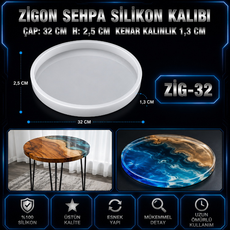Küçük Silikon Sehpa Kalıbı 32 cm
