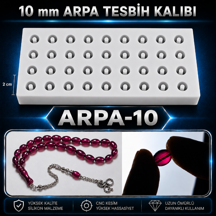 Pinli 10 mm 36 lı ARPA Tesbih Silikon Kalıbı