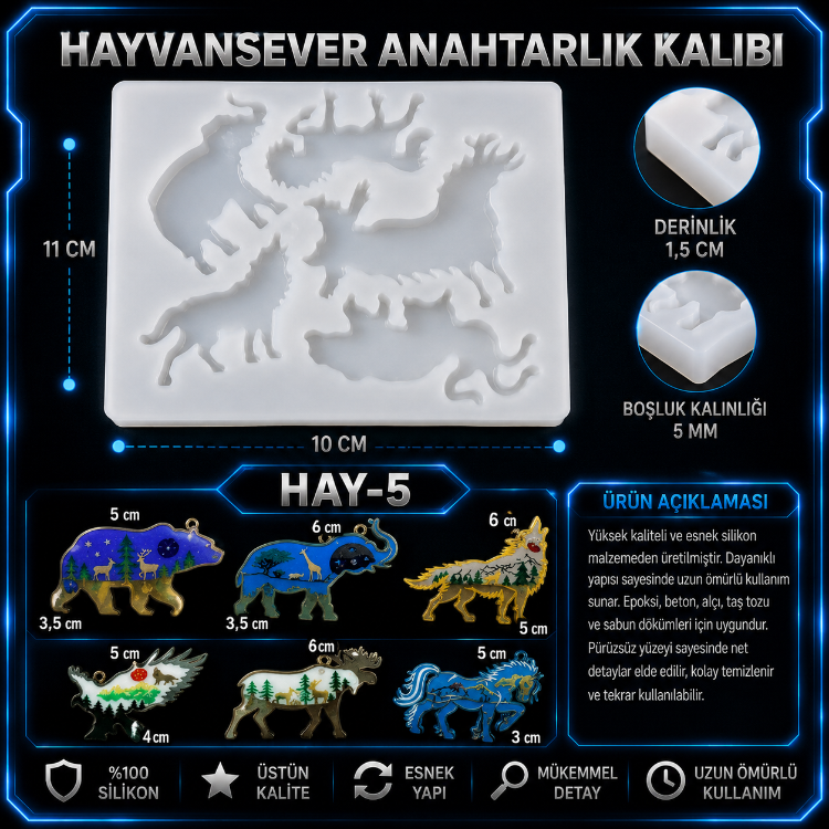 HAYVANLAR ALEMİ ANAHTARLIK KALIBI