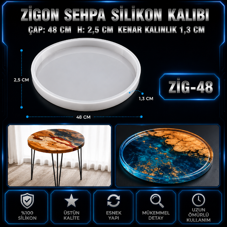 Sehpa Silikon Kalıbı 48 cm