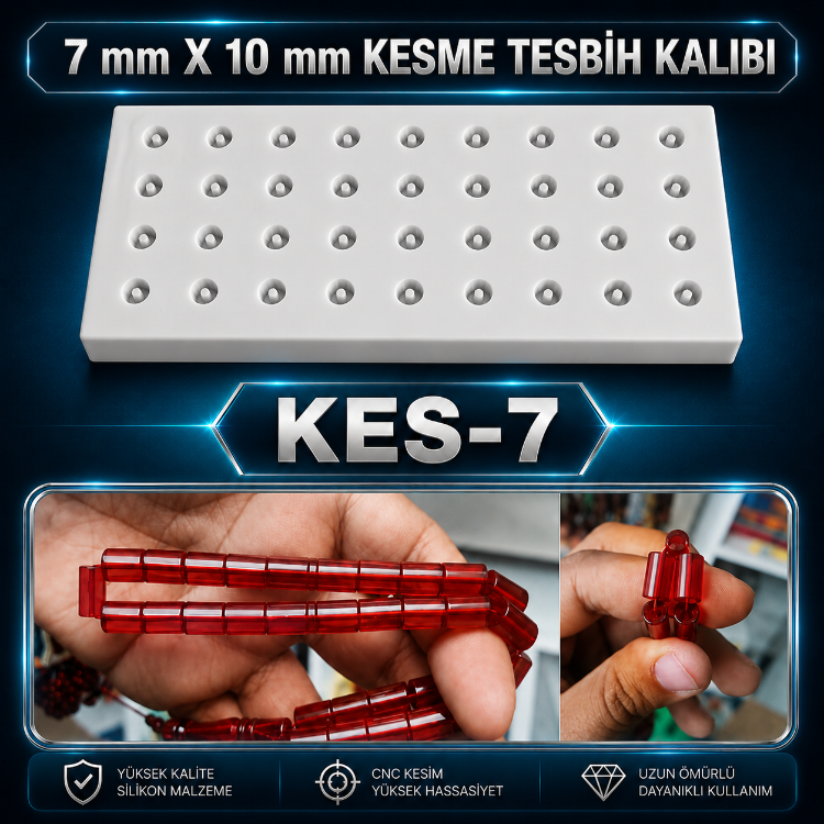 Pinli 7×10 mm 36 lı KESME Tesbih Silikon Kalıbı 