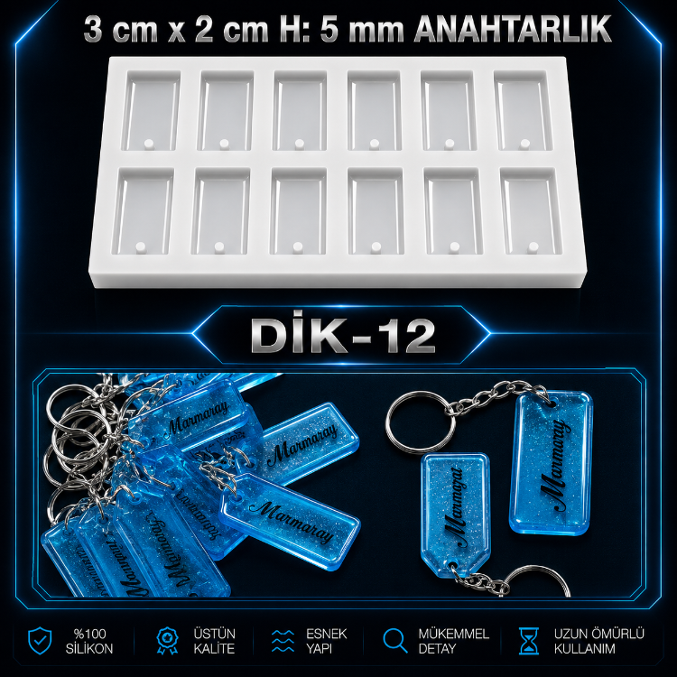 DİKTÖRTGEN ANAHTARLIK KALIBI DİK-12