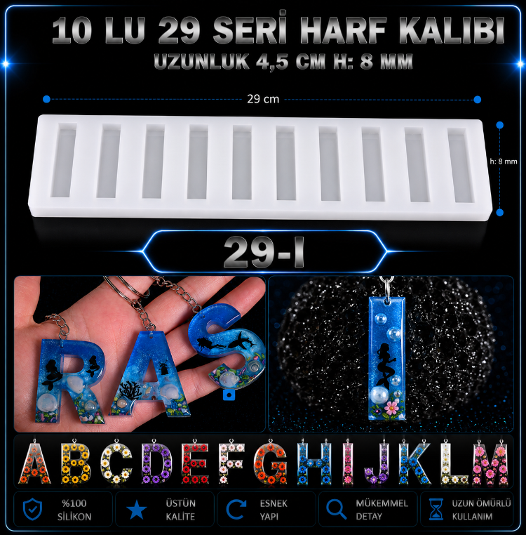 I-İ HARF 10 LU SERİ SİLİKON KALIBI