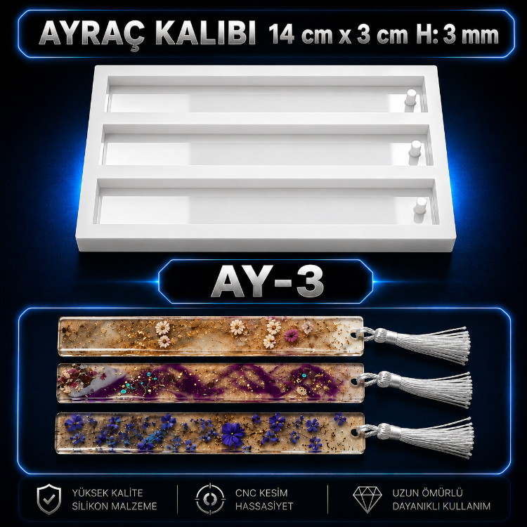 AYRAÇ 3 LÜ DÜZ SİLİKON KALIP AY-3
