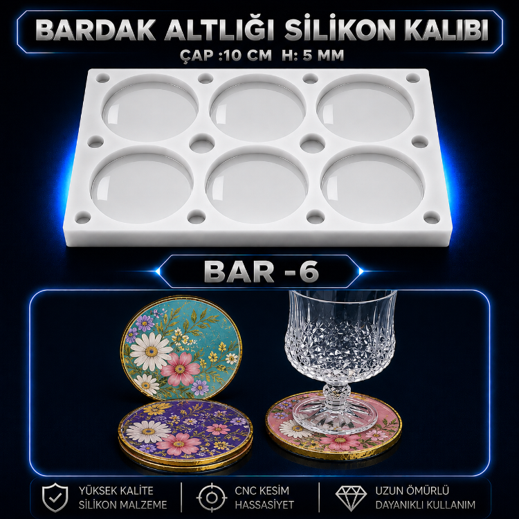  Bardak Altlığı Silikon Kalıbı 