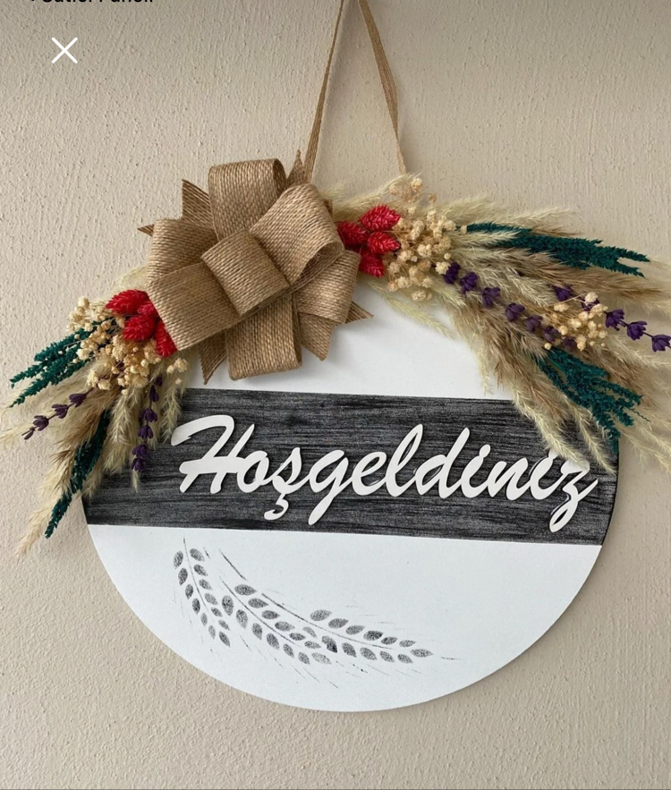 Ahşap Kapı Süsü Hoşgeldiniz 30 cm