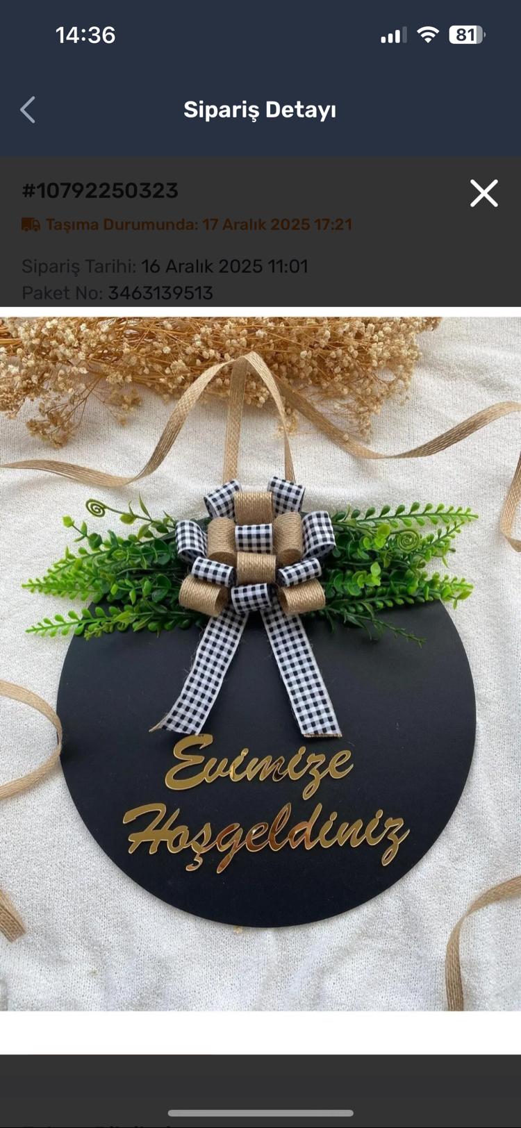 Ahşap Kapı Süsü Evimize Hoşgeldiniz 30 cm